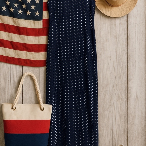 Jamie Brooke Navy Polka Dot Midi Dress | Size 14 | Rayon | Y2K Classic - Picture 2 of 6